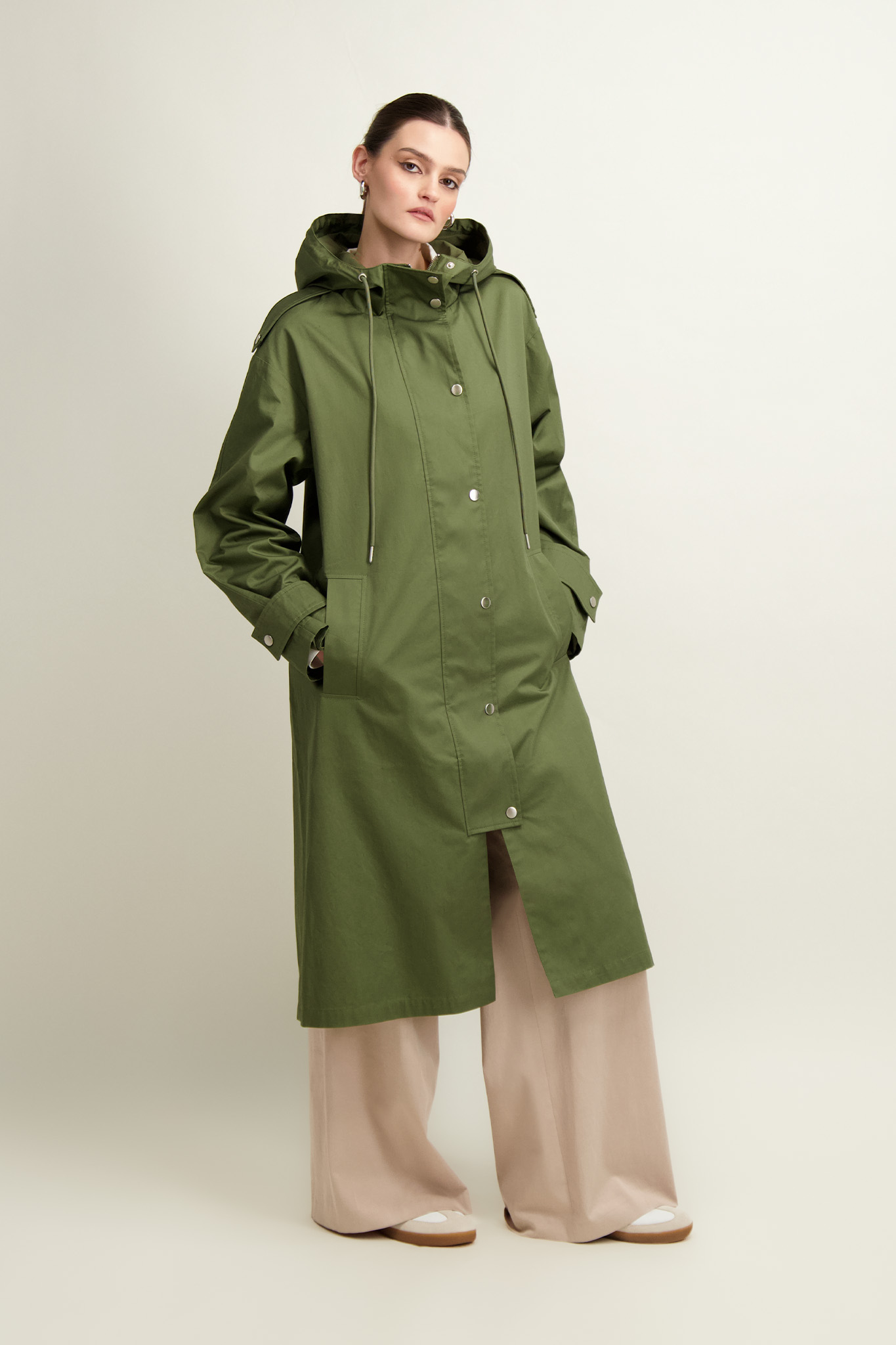 Zielona bawełniana parka damska 86857