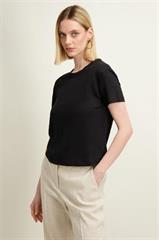 Czarny t-shirt damski z bawełną 87007