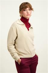 Beżowy sweter damski z wełną merino 87120