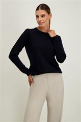 Czarny sweter damski z wełny merino 87757